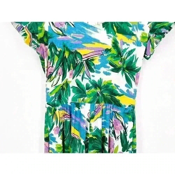 Vintage 90s Carol Anderson Maxi Dress Tropical Floral Cruise Summer Modest 3/4 - Picture 4 of 12